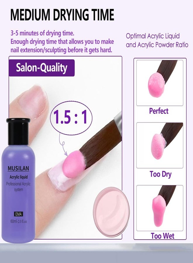 MUSILAN Monomer Acrylic Nail Liquid 6oz for Acrylic Powder - Professional 180ml Monomer Nail Liquid Powder Extension 3D Nail Art - MMA Free,Quick Dry Time,Non-Yellowing - Image 4